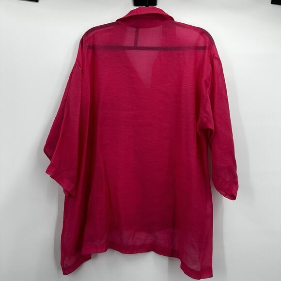 IC Connie K Top Tunic Womens XL Pink Sheer Flowy Blouse Art Light Weight - Picture 4 of 9